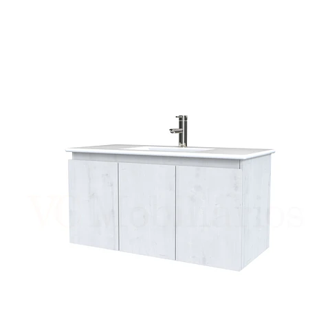 Mueble vanitorio aereo con cubierta de loza de 100 cm / M0-1001-A / Alaska