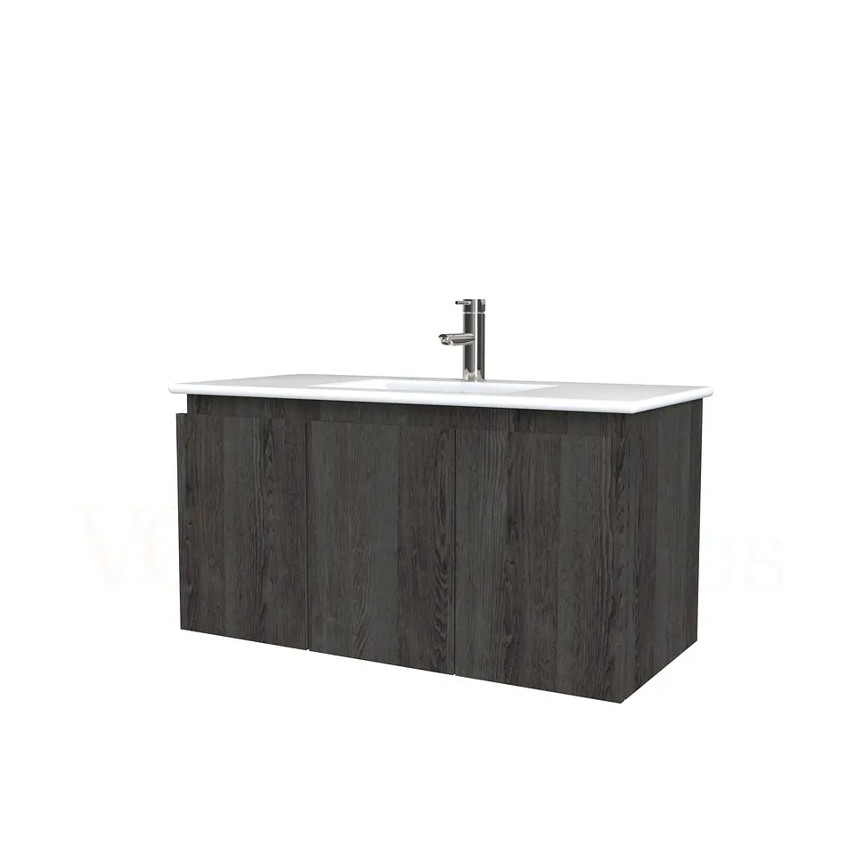 Mueble vanitorio aereo con cubierta de loza de 100 cm / M0-1001-A / Espresso 1