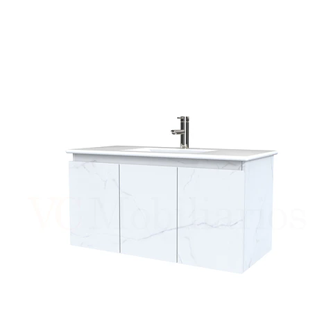 Mueble vanitorio aereo con cubierta de loza de 100 cm / M0-1001-A / Marmara