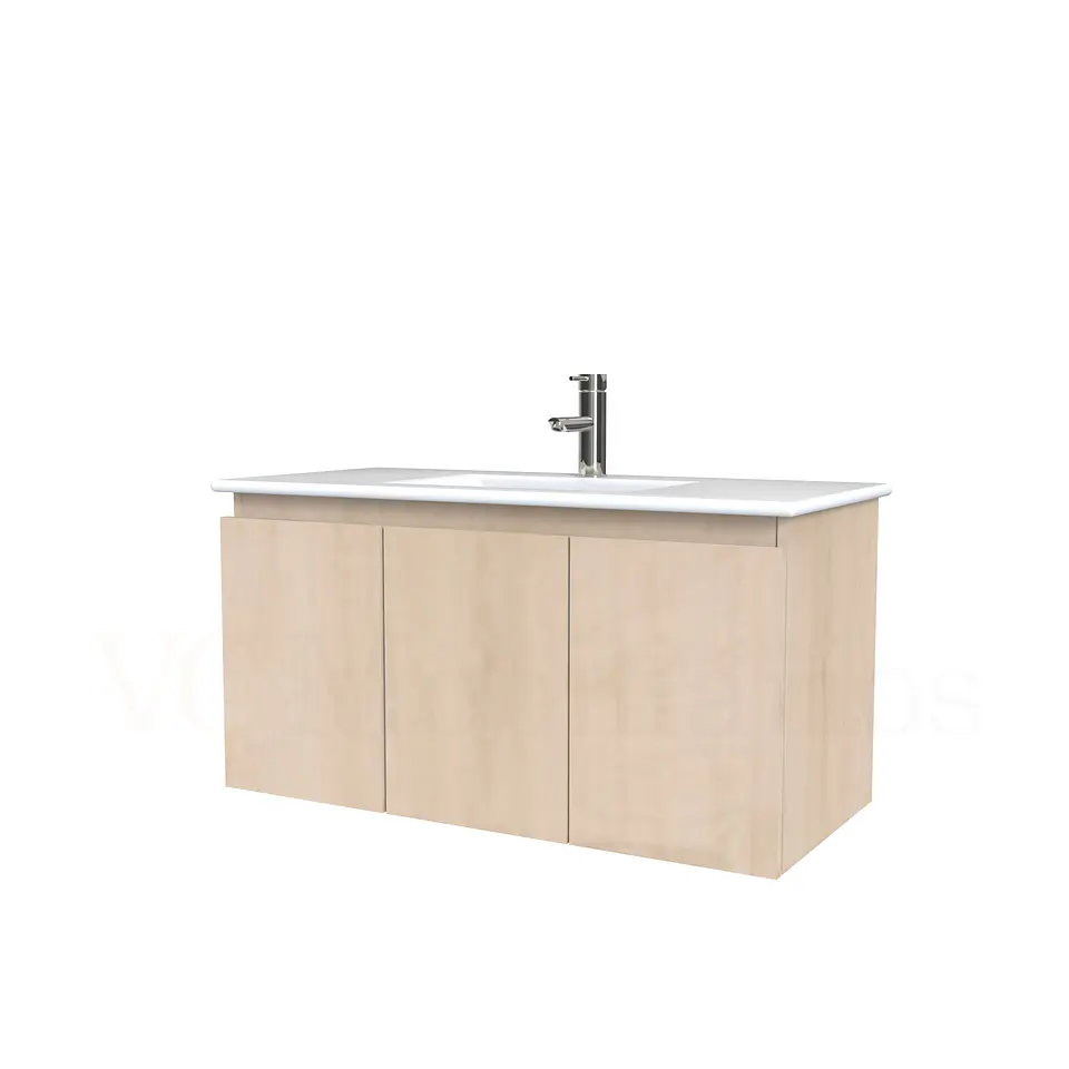 Mueble vanitorio aereo con cubierta de loza de 100 cm / M0-1001-A / Rustico 1