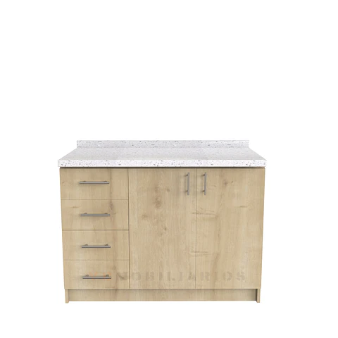 Mueble meson con cubierta de cuarzo de 130 cm / M1-1340 / Rustico