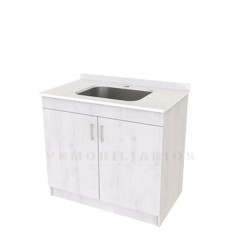 Mueble lavadero de 90 cm con cubierta de Cuarzo  / alaska 1