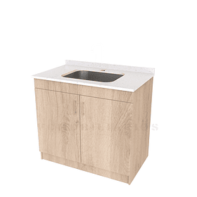 Mueble lavadero de 90 cm con cubierta de Cuarzo  / Jerez