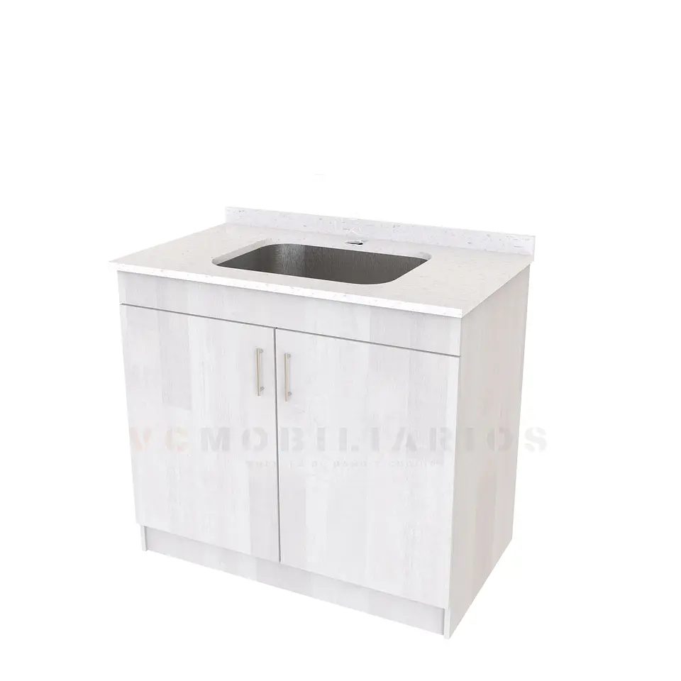 Mueble lavadero de 90 cm con cubierta de Cuarzo  / Legno 1