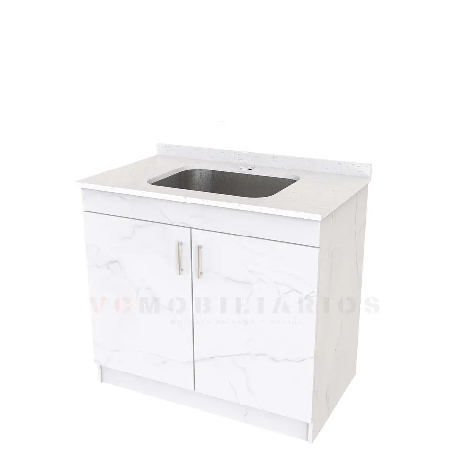 Mueble lavadero de 90 cm con cubierta de Cuarzo  / Marmara 1