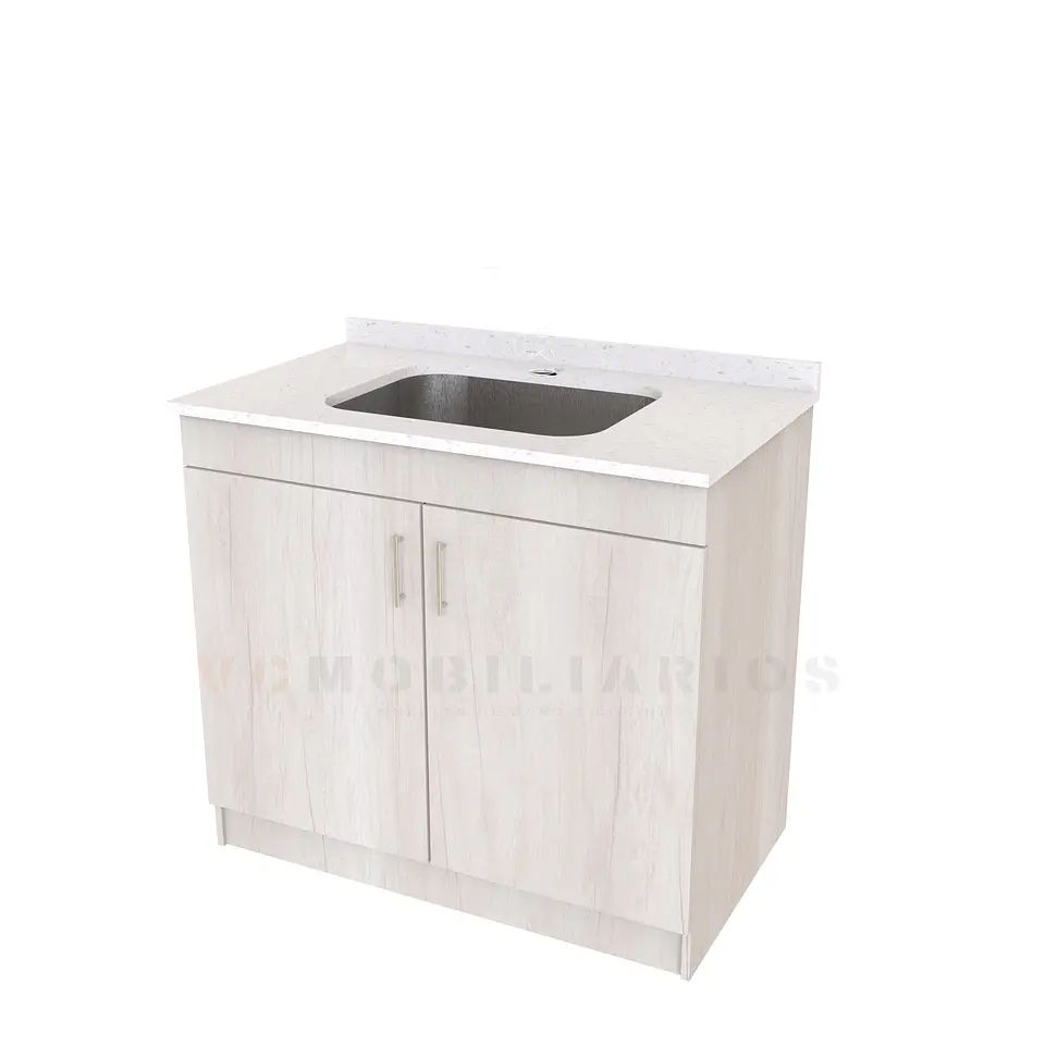 Mueble lavadero de 90 cm con cubierta de Cuarzo  / Toscana 1
