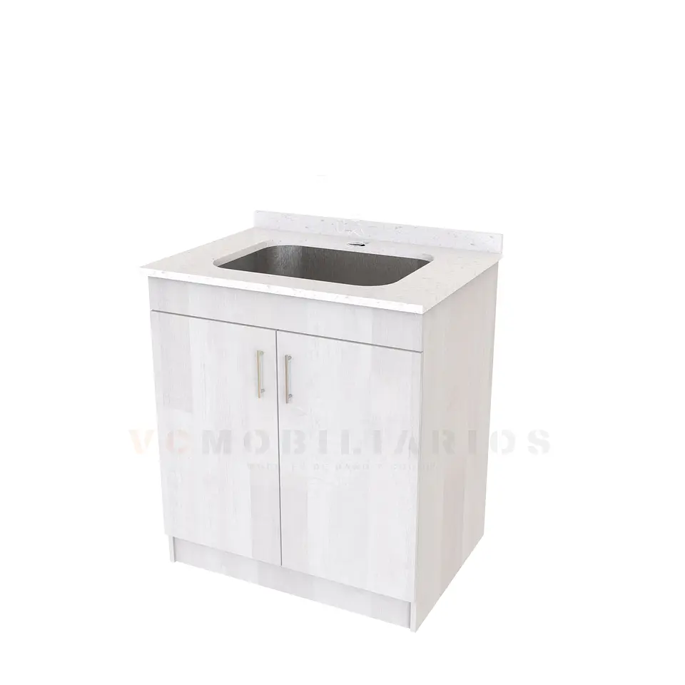Mueble lavadero de 80 cm con cubierta de Cuarzo  / Legno 1