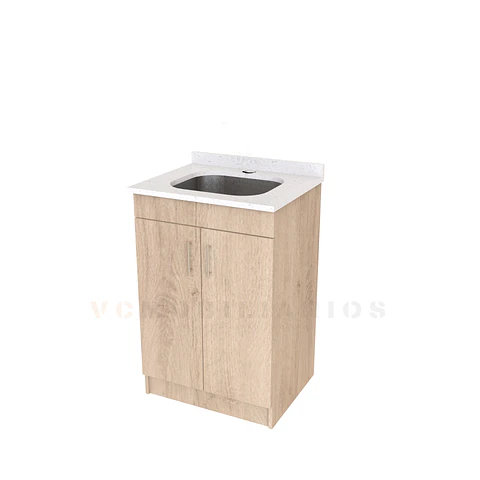 Mueble lavadero de 60 cm con cubierta de Cuarzo  / Jerez