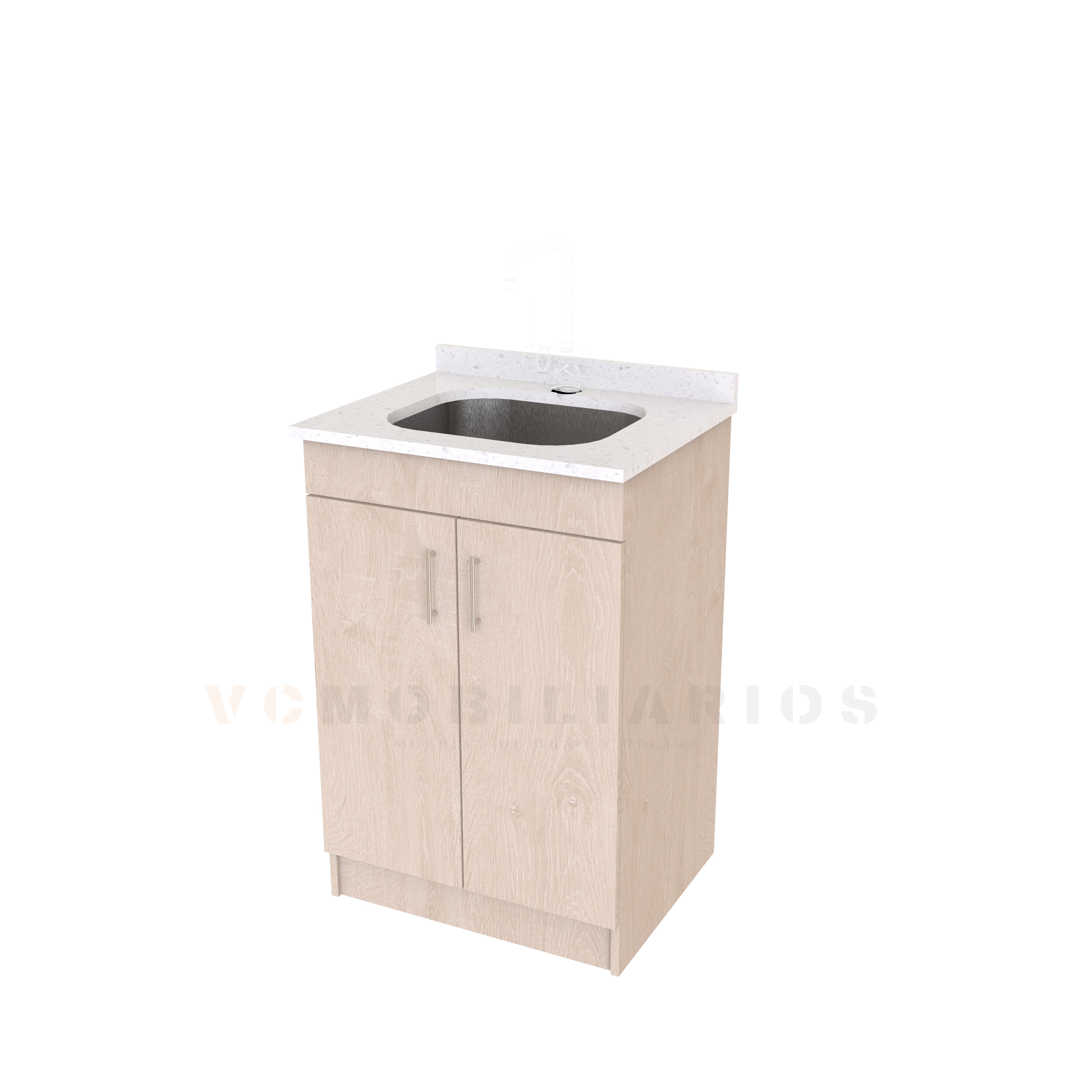 Mueble lavadero de 60 cm con cubierta de Cuarzo  / Provenzal