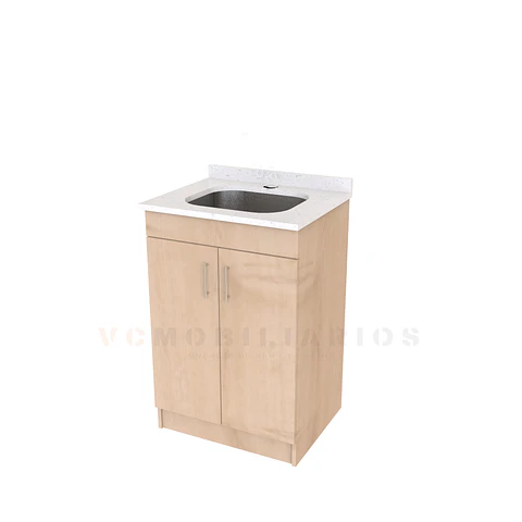 Mueble lavadero de 60 cm con cubierta de Cuarzo  / Rustico