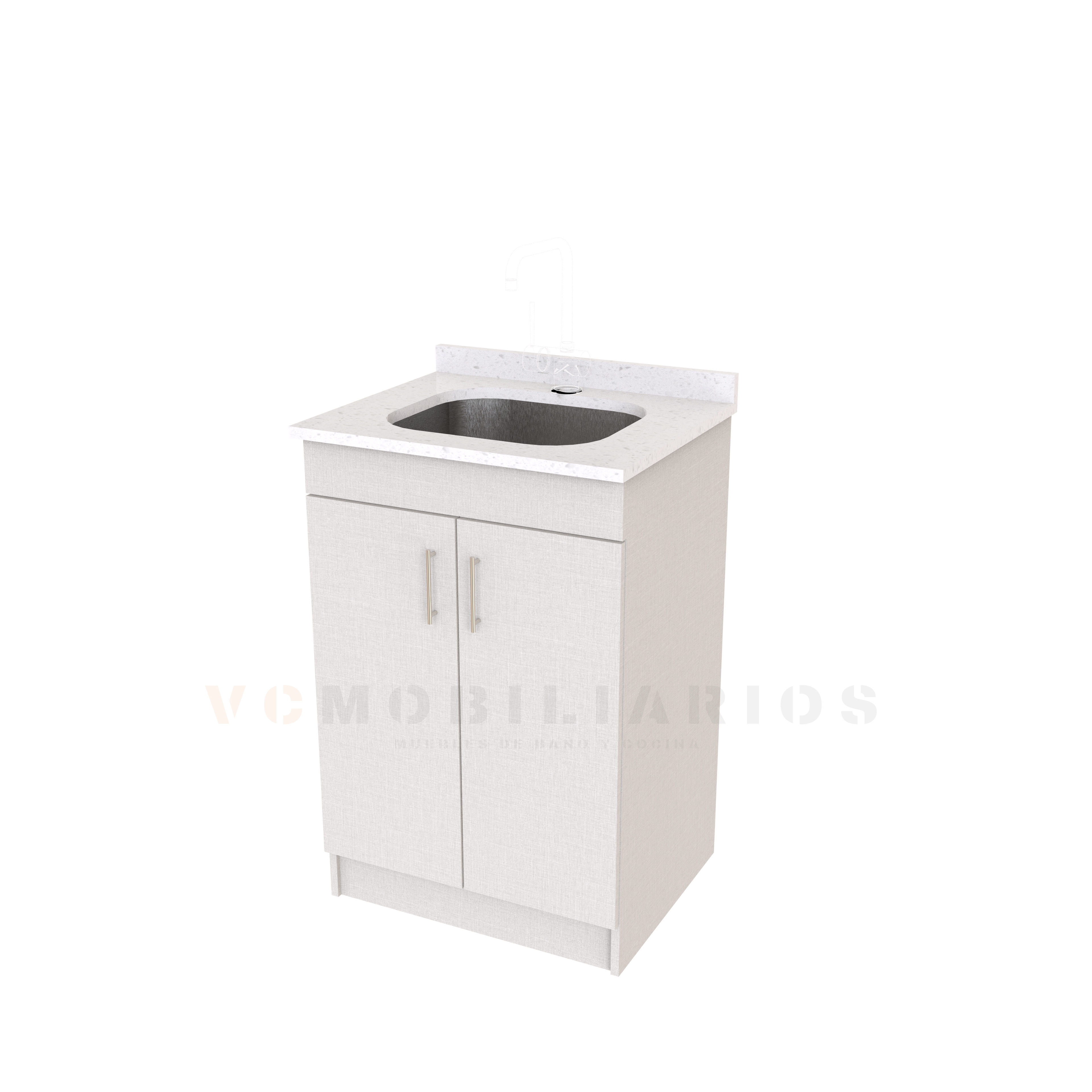 Mueble lavadero de 60 cm con cubierta de Cuarzo  / Giorno