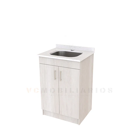 Mueble lavadero de 60 cm con cubierta de Cuarzo  / Toscana