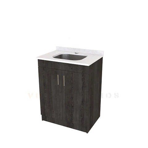 Mueble lavadero de 70 cm con cubierta de Cuarzo  / Espresso
