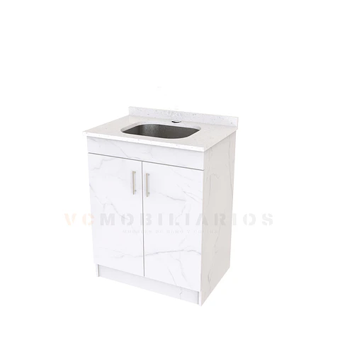 Mueble lavadero de 70 cm con cubierta de Cuarzo  / Marmara