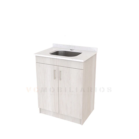 Mueble lavadero de 70 cm con cubierta de Cuarzo  / Toscana