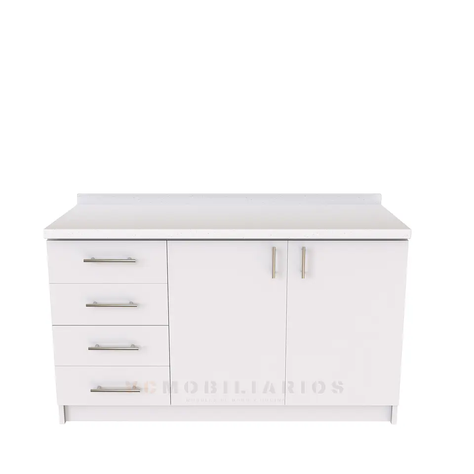 Mueble meson con cubierta de cuarzo de 140 cm / M1-1420 / Blanco 1