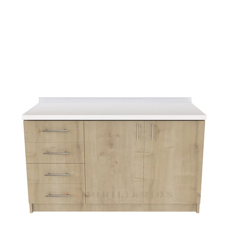 Mueble meson con cubierta de cuarzo de 140 cm / M1-1420 / Rustico