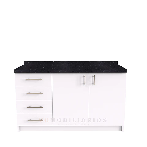 Mueble meson con cubierta de cuarzo de 140 cm / M1-1450 / Blanco