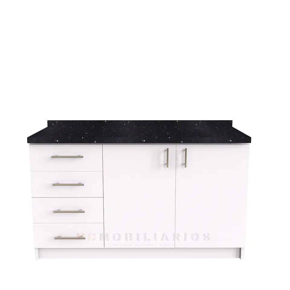 Mueble meson con cubierta de cuarzo de 140 cm / M1-1450 / Blanco 1
