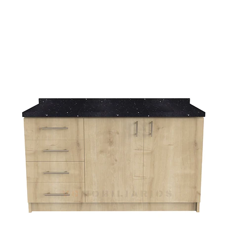 Mueble meson con cubierta de cuarzo de 140 cm / M1-1450 / Rustico