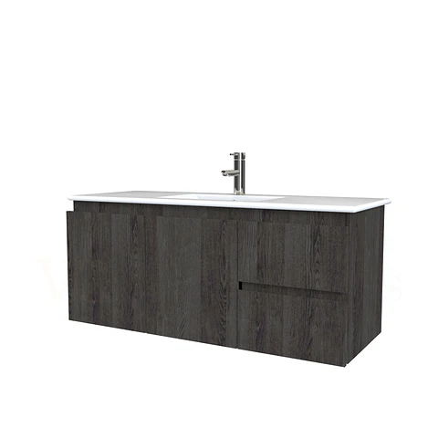 Mueble vanitorio aereo con cubierta de loza de 120 cm / M2-1201-A / Espresso