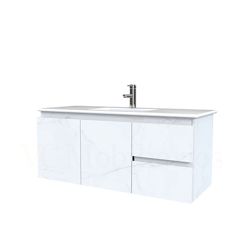 Mueble vanitorio aereo con cubierta de loza de 120 cm / M2-1201-A / Marmara