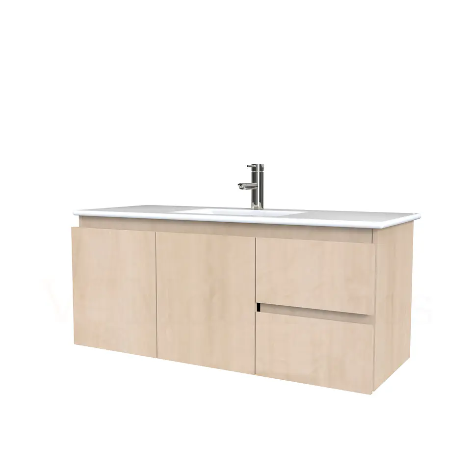 Mueble vanitorio aereo con cubierta de loza de 120 cm / M2-1201-A / Rustico 1
