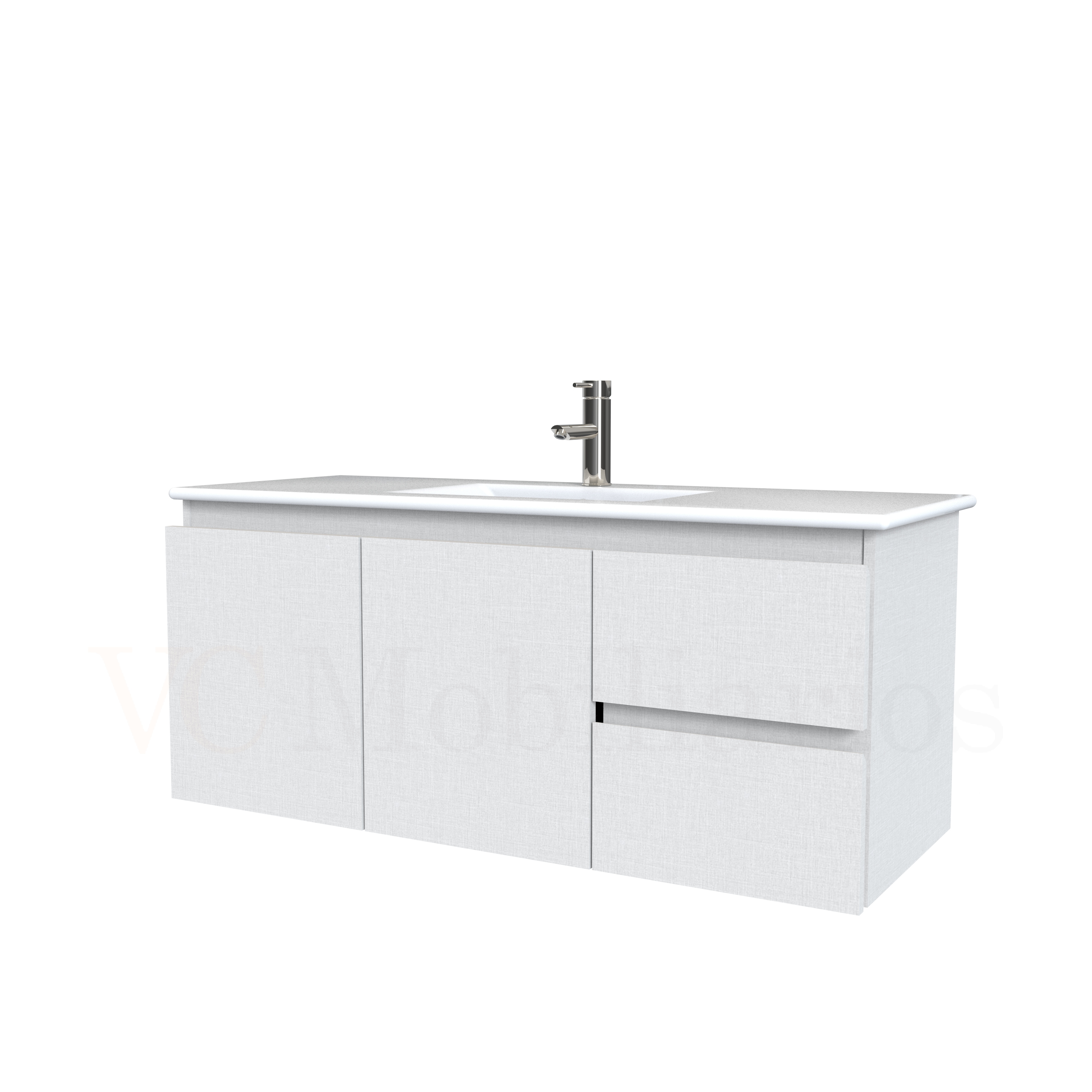 Mueble vanitorio aereo con cubierta de loza de 120 cm / M2-1201-A / Giorno