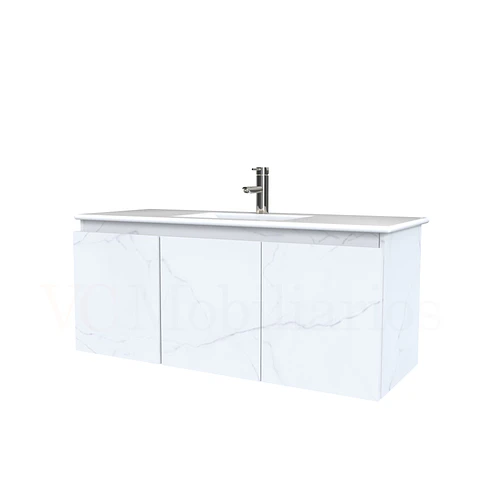 Mueble vanitorio aereo con cubierta de loza de 120 cm / M0-1201-A / Marmara