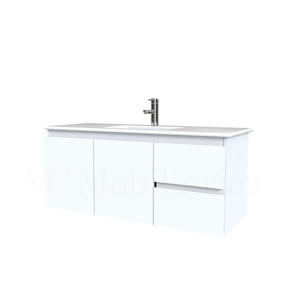 Mueble vanitorio aereo con cubierta de loza de 100 cm / M2-1001-A / Blanco 1