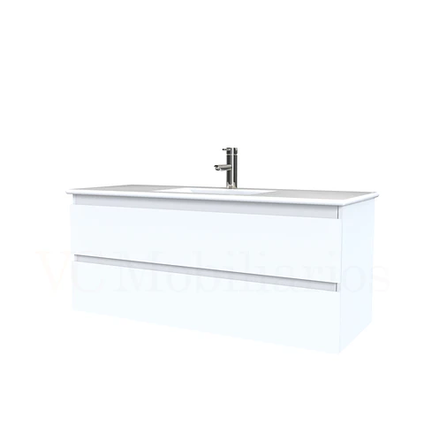 Mueble vanitorio aereo con cubierta de loza de 100 cm / M3-1001-A / Blanco