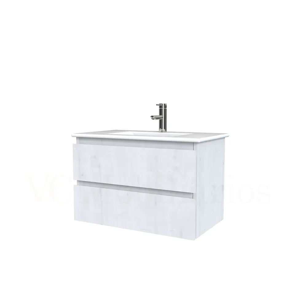 Mueble vanitorio aereo con cubierta de loza de 80 cm / M3-801-A / Alaska 1