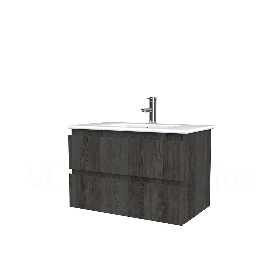 Mueble vanitorio aereo con cubierta de loza de 80 cm / M3-801-A / Espresso 1