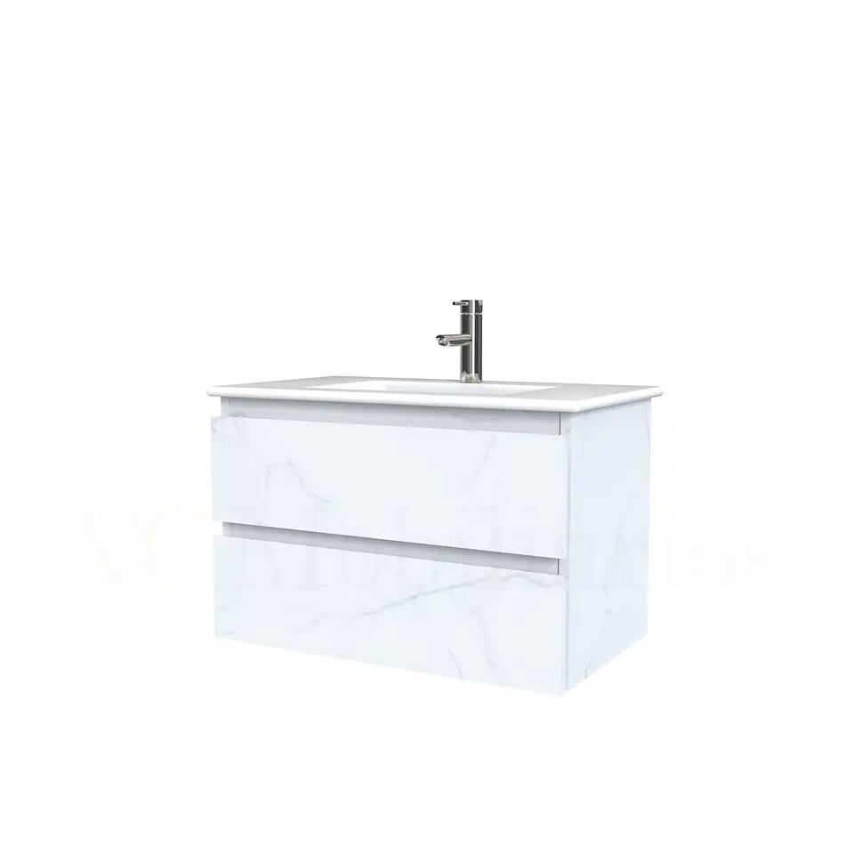 Mueble vanitorio aereo con cubierta de loza de 80 cm / M3-801-A / Marmara 1
