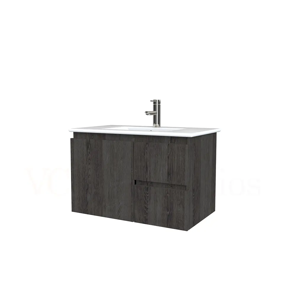 Mueble vanitorio aereo con cubierta de loza de 80 cm / M2-801-A / Espresso 1