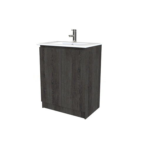 Mueble vanitorio al piso  de 60  cm con cubierta de loza M0-601  / Espresso