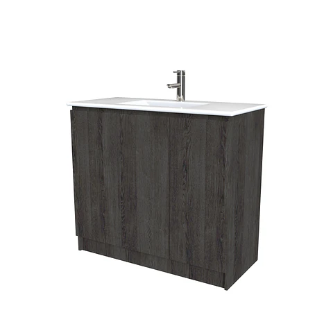 Mueble vanitorio al piso  de 100  cm con cubierta de loza M0-1001  / Espresso