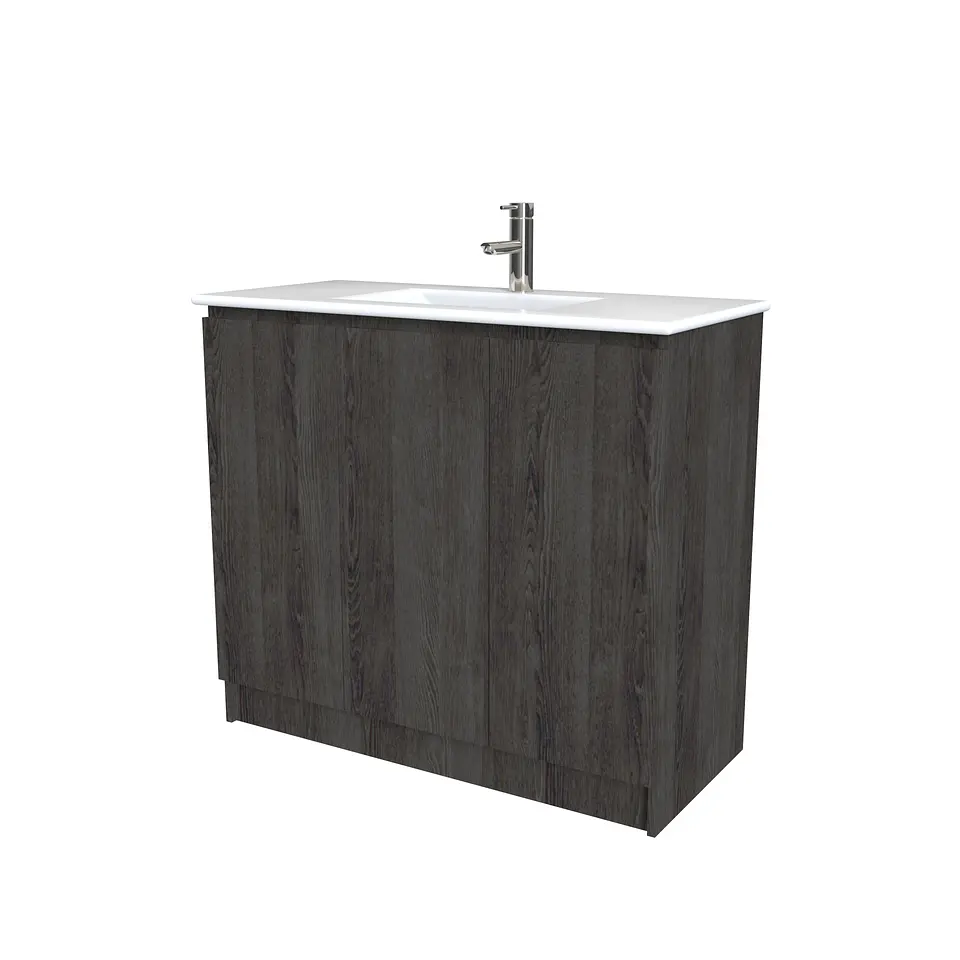 Mueble vanitorio al piso  de 100  cm con cubierta de loza M0-1001  / Espresso 1