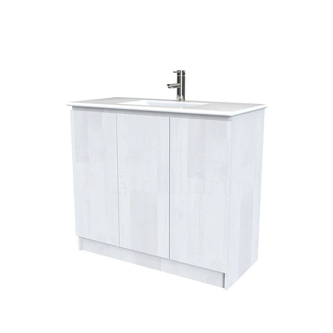 Mueble vanitorio al piso  de 100  cm con cubierta de loza M0-001  / Legno