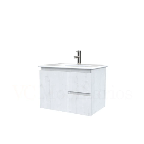 Mueble vanitorio aereo con cubierta de loza de 60 cm  /  M2-601-A / Alaska