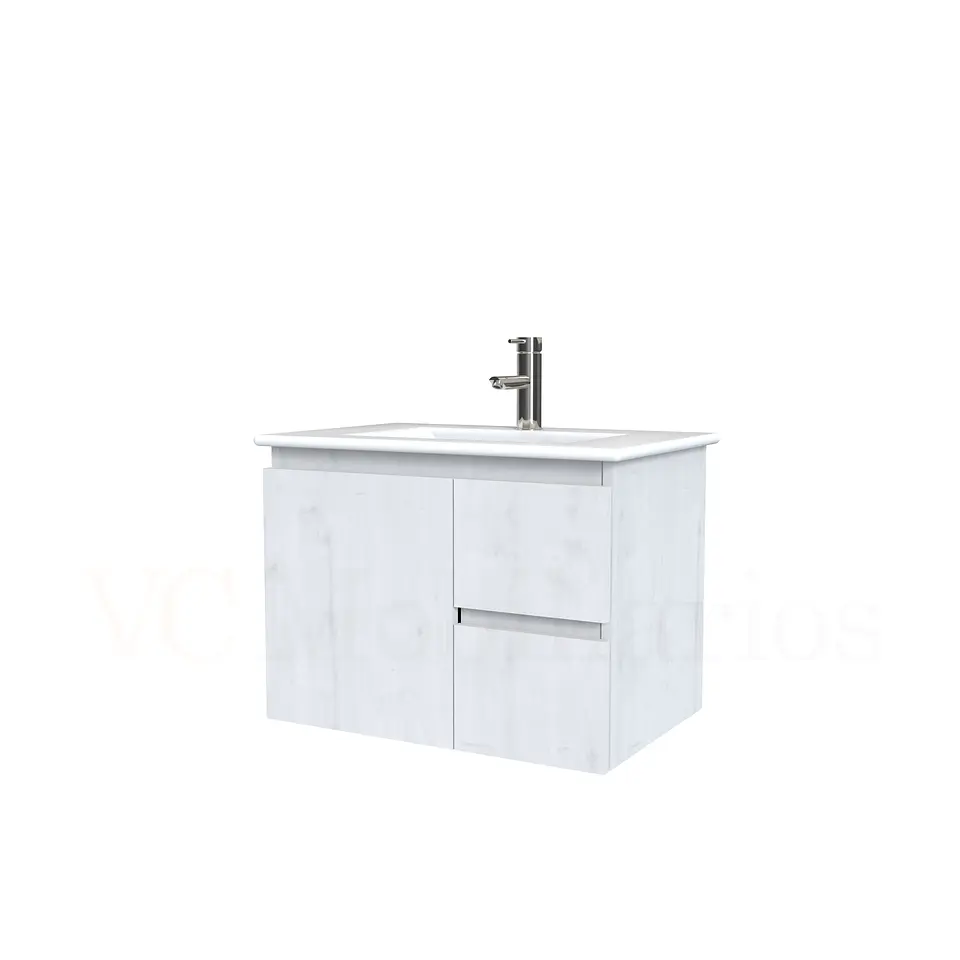 Mueble vanitorio aereo con cubierta de loza de 60 cm  /  M2-601-A / Alaska 1