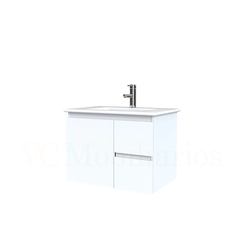 Mueble vanitorio aereo con cubierta de loza de 60 cm  /  M2-601-A / Blanco