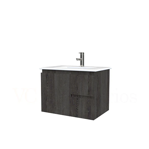 Mueble vanitorio aereo con cubierta de loza de 60 cm  /  M2-601-A / Espresso