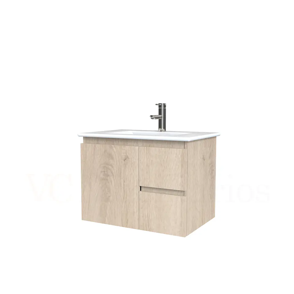 Mueble vanitorio aereo con cubierta de loza de 60 cm  /  M2-601-A / Jerez 1