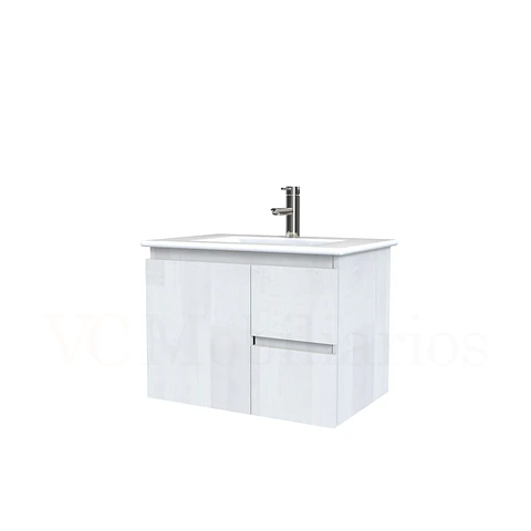 Mueble vanitorio aereo con cubierta de loza de 60 cm  /  M2-601-A / Legno