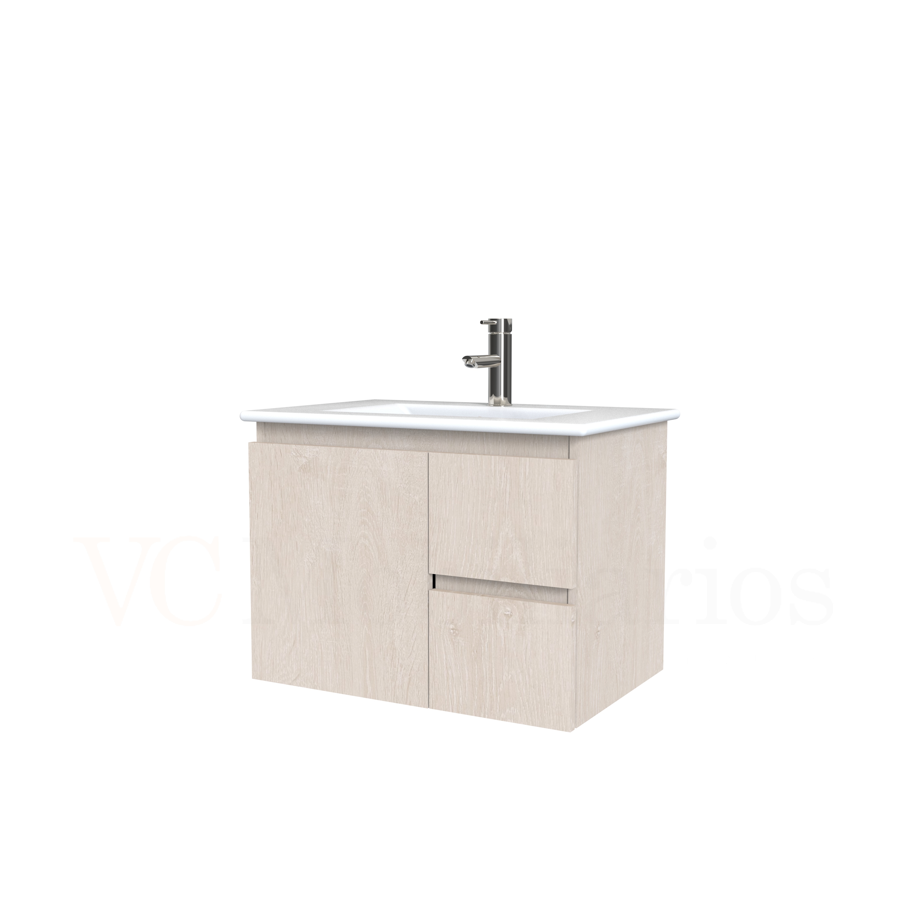 Mueble vanitorio aereo con cubierta de loza de 60 cm  /  M2-601-A / Provenzal