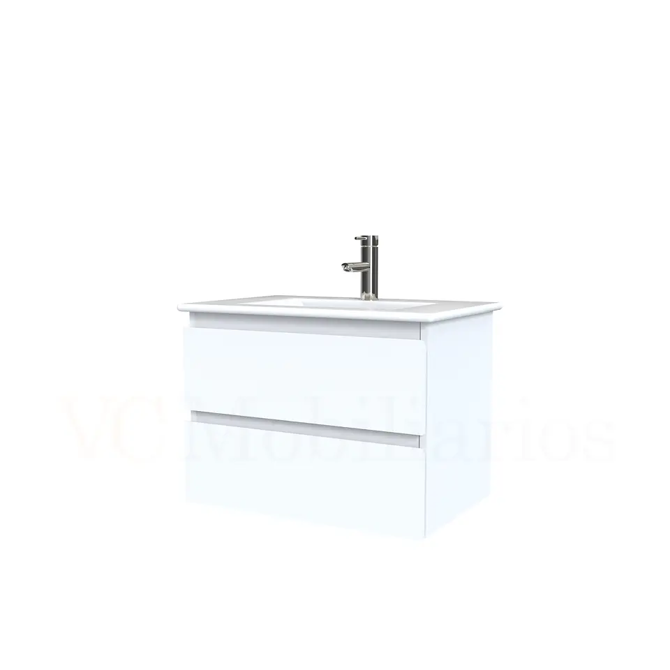 Mueble vanitorio aereo con cubierta de loza de 60 cm  /  M3-601-A / Blanco 1