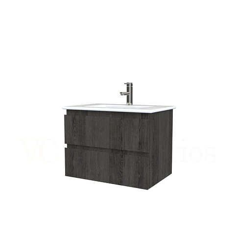 Mueble vanitorio aereo con cubierta de loza de 60 cm  /  M3-601-A / Espresso