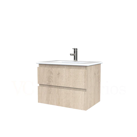 Mueble vanitorio aereo con cubierta de loza de 60 cm  /  M3-601-A /  Jerez