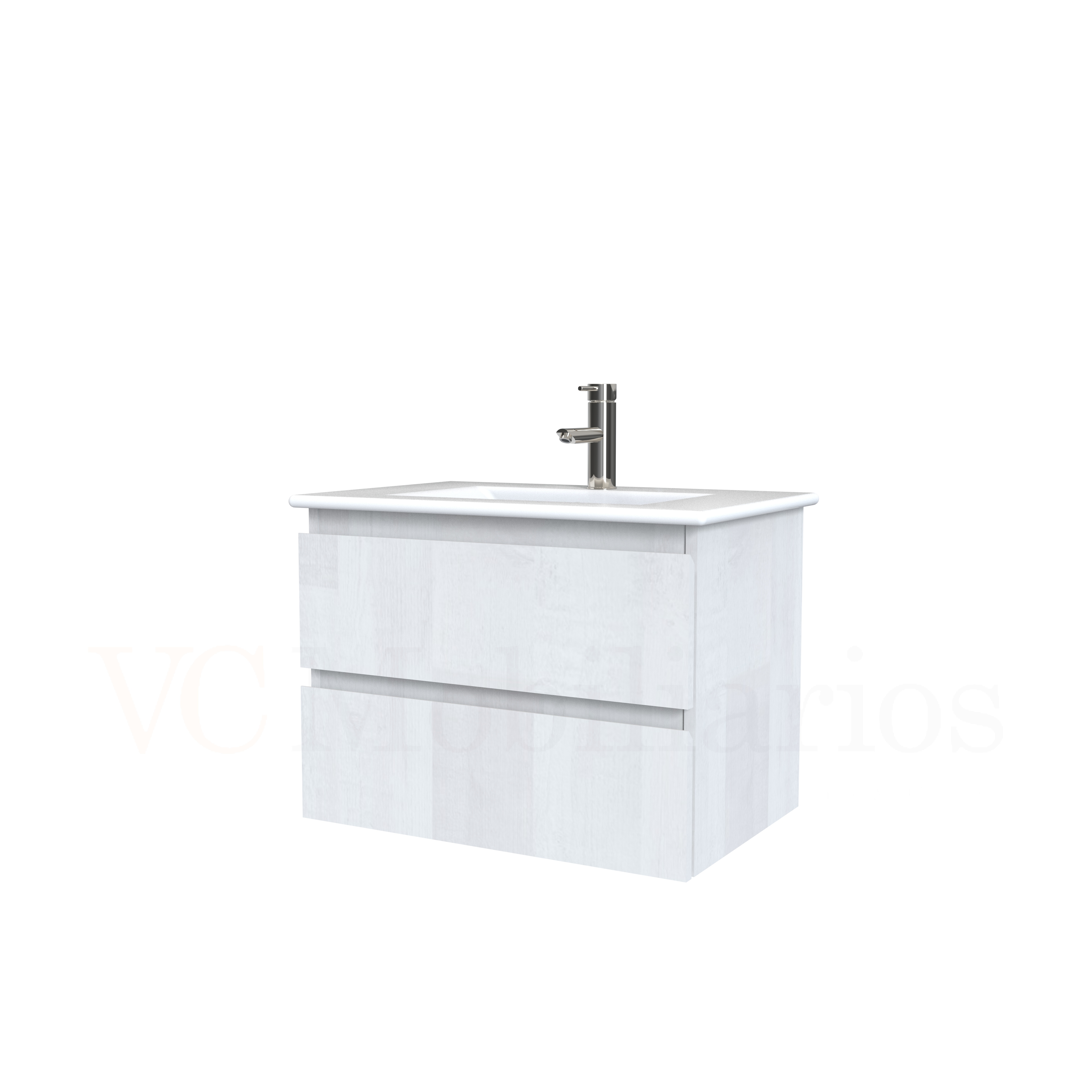 Mueble vanitorio aereo con cubierta de loza de 60 cm  /  M3-601-A / Legno